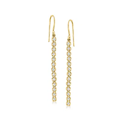 Ross-simons Diamond Linear Drop Earrings In 14kt Yellow Gold In White