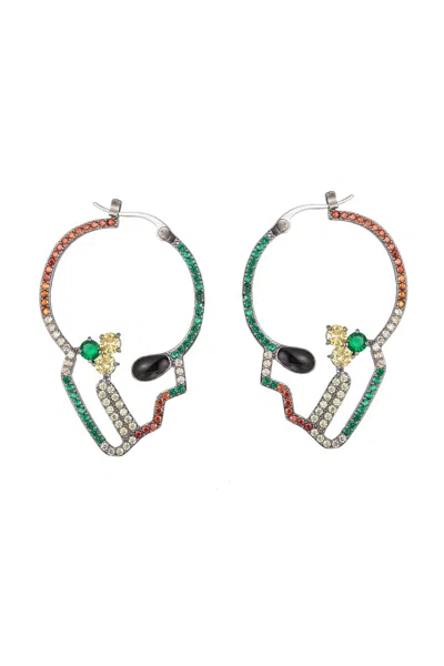 Eye Candy La Luxe Collection Cz Skull Earrings In Multi