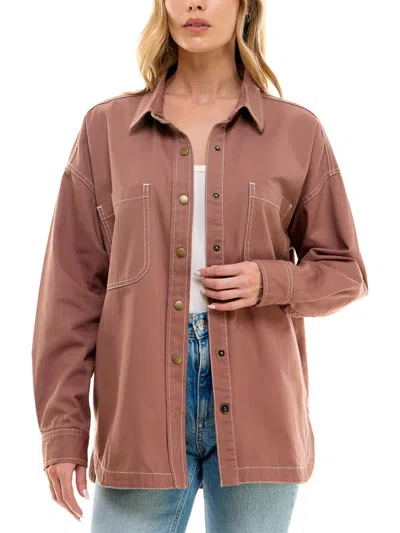 Ultra Flirt Juniors Womens Shirt Collared Button-down Top In Multi