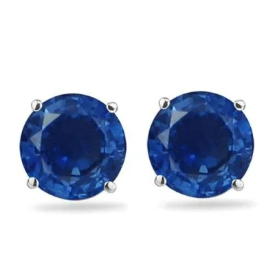Pompeii3 1 1/4ct Blue Sapphire Studs Earrings 14k White Gold In Multi