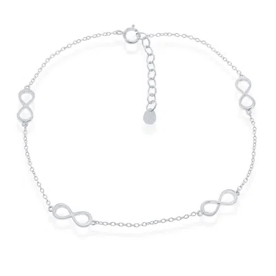 Simona Sterling Silver Infinity Anklet In Silver