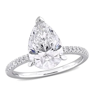 Created Forever 3 1/6ct Tw Pear-shape Lab-grown Diamond Solitaire Engagement Ring In 14k White Gold In White