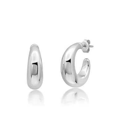 Maxcolor Sterling Silver Round Polished Open Hoop Earrings In Silver