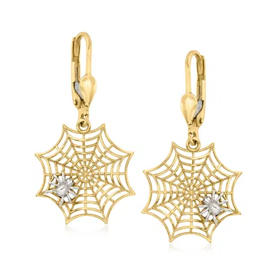 Ross-simons 14kt 2-tone Gold Spiderweb Drop Earrings In Yellow