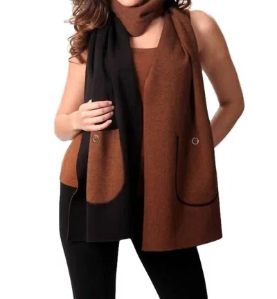 Angel 2-tone Reversible Pocket Shawl In Black/mocha In Multi