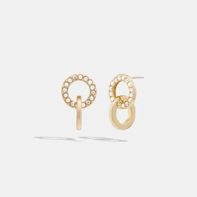 Coach Outlet Interlocking Open Circle Pearl Huggie Earrings In Multi