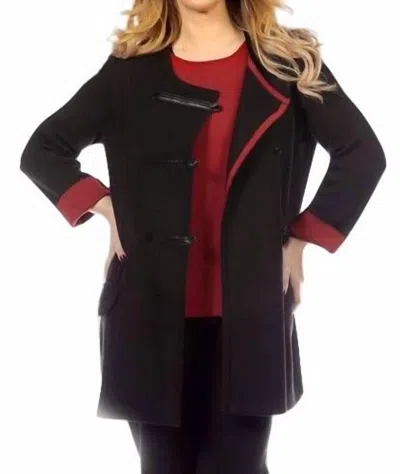 Angel Double Welt Sweater Jacket In Black/red In Multi