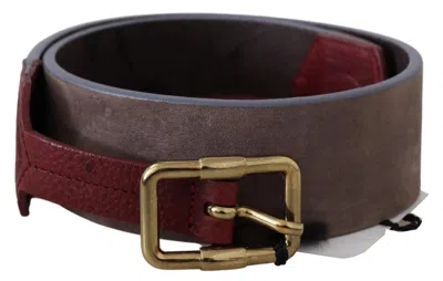 Gf Ferre' Brown Leather Wide Gold Chrome Logo Buckle Belt In Brown