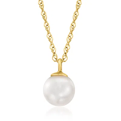 Rs Pure By Ross-simons 5-5.5mm Cultured Pearl Pendant Necklace In 14kt Yellow Gold In Multi