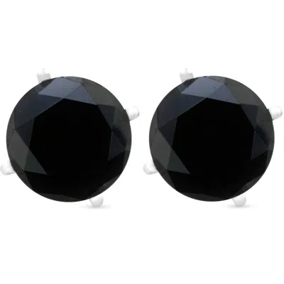 Pompeii3 2ct Black Spinel Studs 6mm Earrings 14k White Gold In Multi