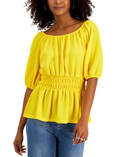 Studio By Jpr Womens Waist Peasant Gathered Blouse In Multi