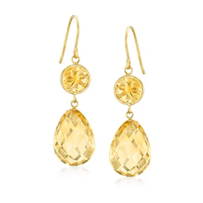 Ross-simons Citrine Drop Earrings In 14kt Yellow Gold In Yellow