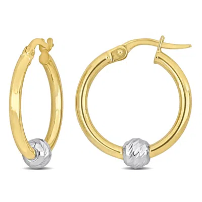 Mimi & Max 21 Mm Hoop Earrings With Ball In 2-tone Yellow And White 14k Gold In Multi
