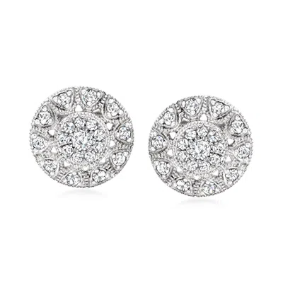 Ross-simons Diamond Stud Earrings In Sterling Silver In White
