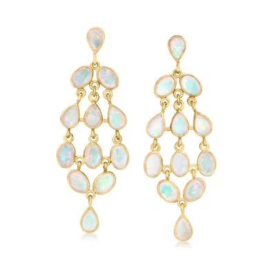 Ross-simons Ethiopian Opal Chandelier Earrings In 18kt Gold Over Sterling In White
