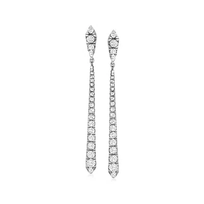 Ross-simons Diamond Linear Earrings In Sterling Silver In White