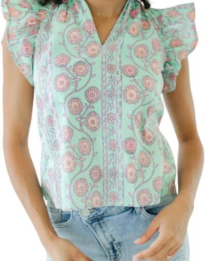 Victoria Dunn Key Largo Blouse Top In Day Glow In Multi