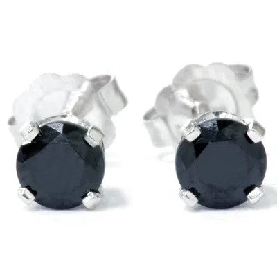 Pompeii3 1/2ct Black Spinel Studs Earrings 14k White Gold In Multi