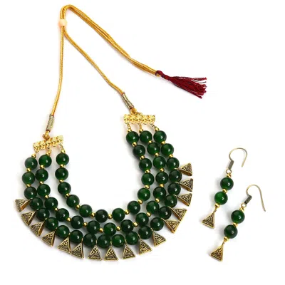 Sohi Gold Plated Stone Designer Necklace Set In Gold