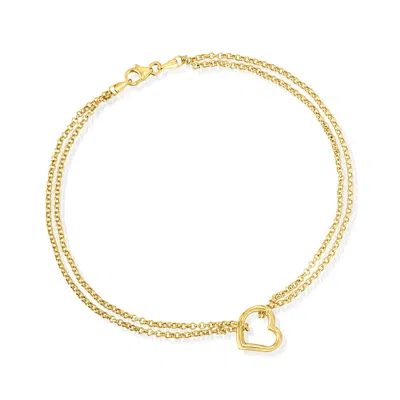 Canaria Fine Jewelry Canaria 10kt Yellow Gold Open-space Heart Anklet In Multi