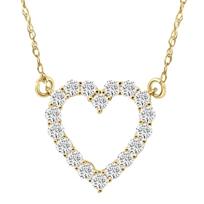 Pompeii3 1/2ct Heart Diamond Pendant In 10k White Or Yellow Gold In Gold