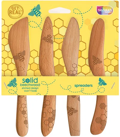 Talisman Designs Beechwood Spreaders, Honey Bee Collection Set Of 4 In Multi