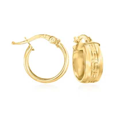 Ross-simons Italian Greek Key Huggie Hoop Earrings In 14kt Yellow Gold In Yellow