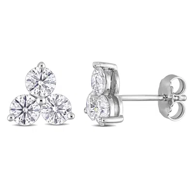 Mimi & Max 2 1/6 Ct Dew Created Moissanite Three-stone Stud Earrings In Sterling Silver In White