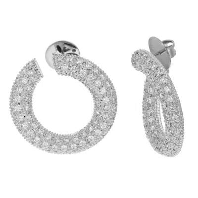 Vir Jewels 4 Cttw Si2-i1 Certified 160 Diamond Hoop Earrings 14k White Gold G-h Color 1 Inch In White