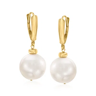 Ross-simons 11.5-12.5mm Cultured Pearl Drop Earrings In 14kt Yellow Gold In White