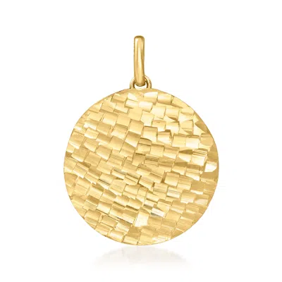 Ross-simons Italian 14kt Yellow Gold Square-pattern Circle Pendant In Yellow