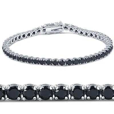 Pompeii3 7 1/4 Ct Black Diamond Tennis Bracelet 14k White Gold 7" In Multi