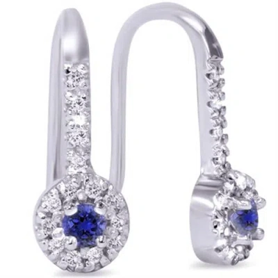 Pompeii3 1/3ct Blue Sapphire & Diamond Drop Earrings 10k White Gold In Multi