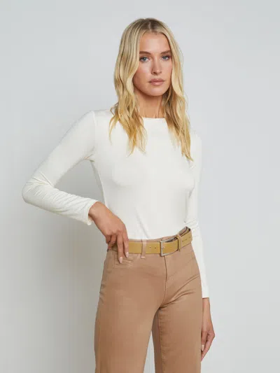 L Agence Tess Long Sleeve Tee In Vintage White