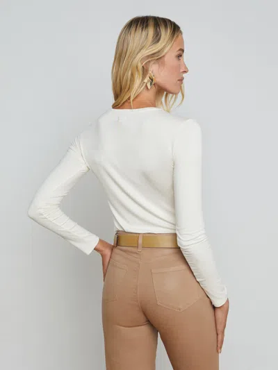 L Agence Tess Long Sleeve Tee In Vintage White