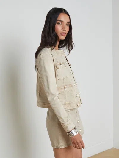 L Agence Yari Denim Jacket In Biscuit