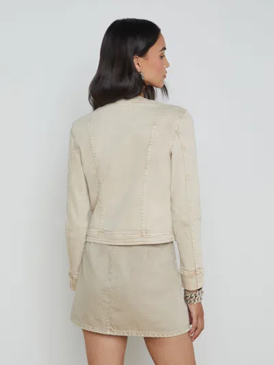 L Agence Yari Denim Jacket In Biscuit