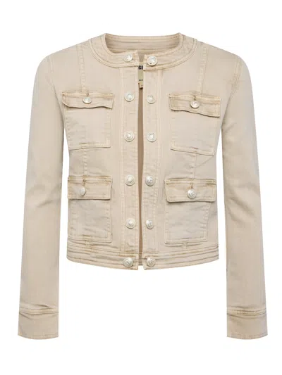 L Agence Yari Denim Jacket In Biscuit