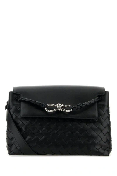 Bottega Veneta Men Black Leather Small Andiamo Crossbody Bag In Black