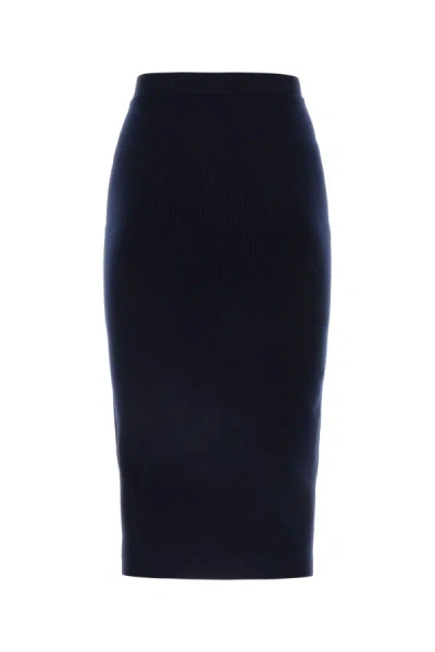 Bottega Veneta Midnight Blue Cashmere Blend Skirt In Blue
