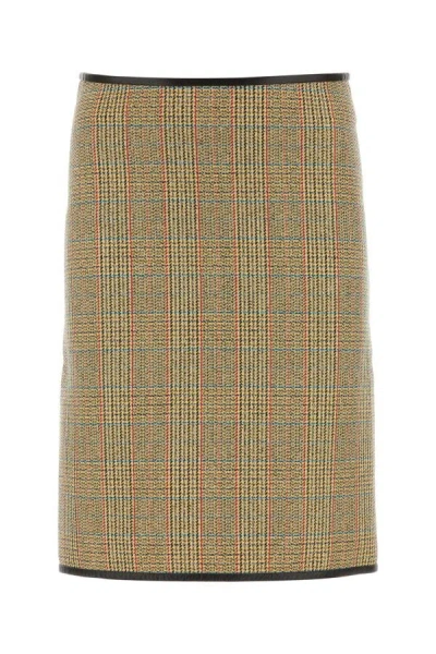 Bottega Veneta Prince Of Wales Wool Skirt In Multicolor