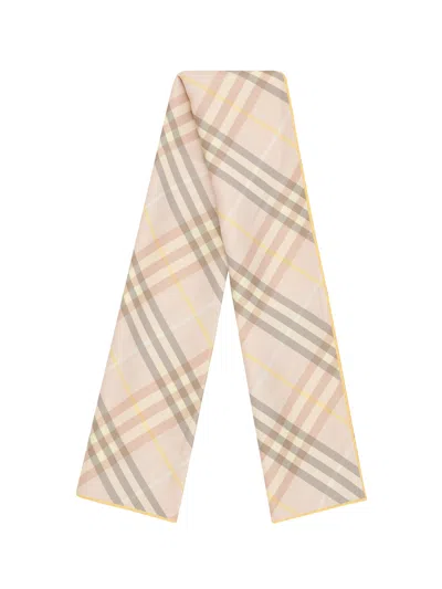 Burberry Rectangular Silk Scarf With Iconic Check Pattern In Multicolor