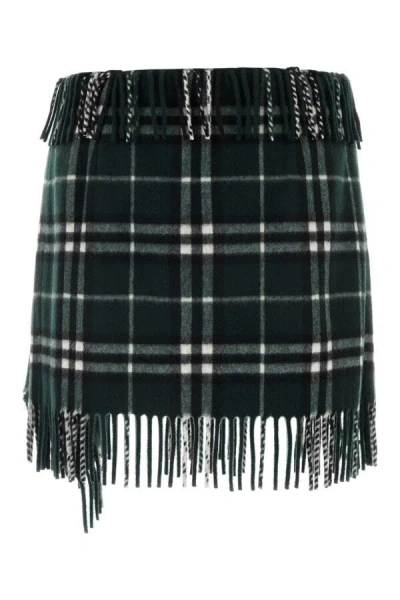 Burberry Check Wool And Cashmere Scarf Skirt In Multicolor