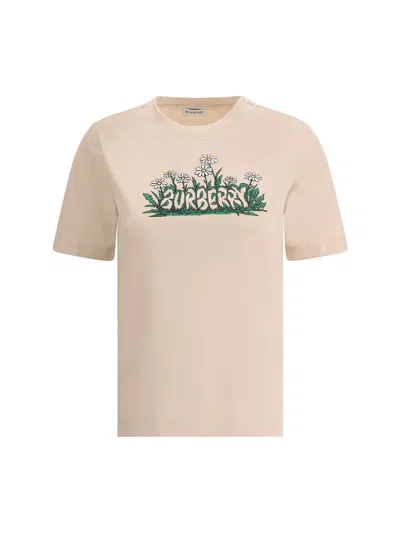 Burberry Soft Cotton T-shirt With Vibrant Floral Graphic In Multicolor