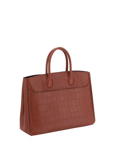 Burberry Croco Leather Tote Bag With Gold Hardware In Multicolor