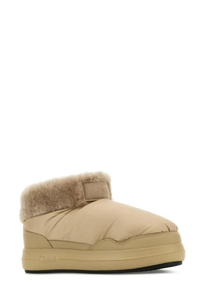 Chloé Polar Beige Shearling Boots In Brown