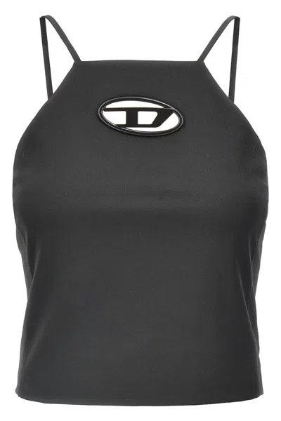 Diesel Black Twill T-wilight Top In Black