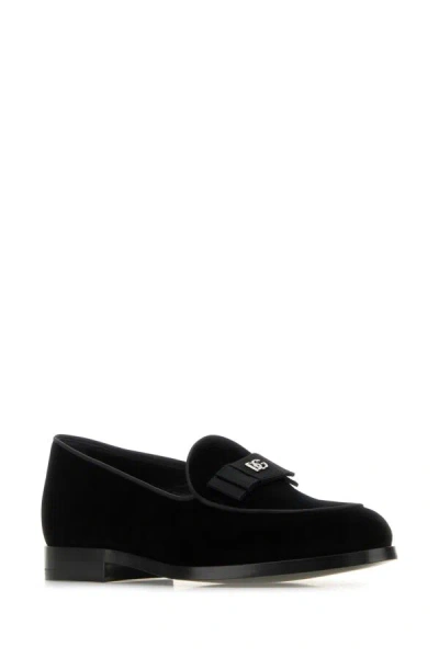 Dolce & Gabbana Grosgrain-bow Velvet Loafers In Black