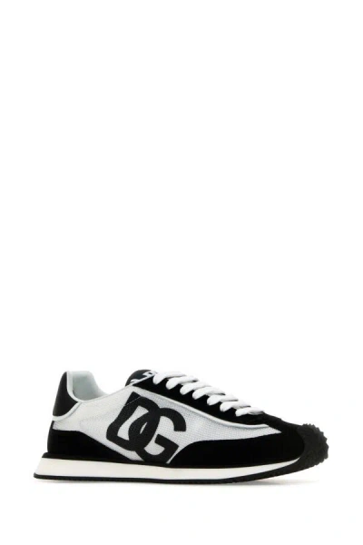 Shop Dolce & Gabbana Men Two-tone Mesh And Suede Dg Aria Sneakers In Multicolor