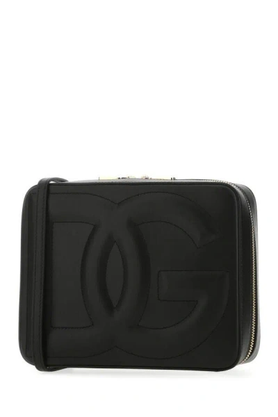 Dolce & Gabbana Large Logo Leather Camera Bag In Black